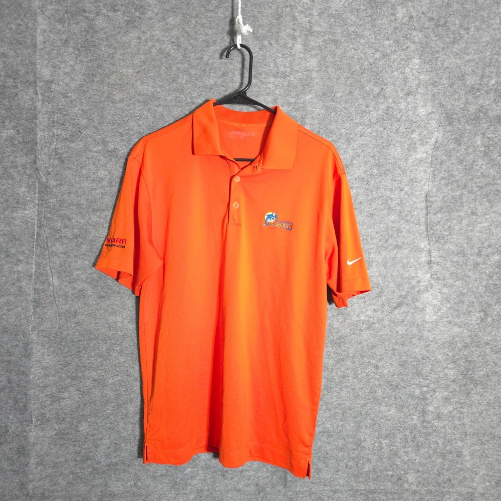 Nike Golf Miami Dolphins Touchdown Club Mens M Orange Polo Shirt Performances